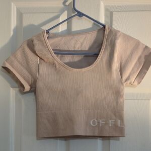 Women's Tan Ribbed Crop Top